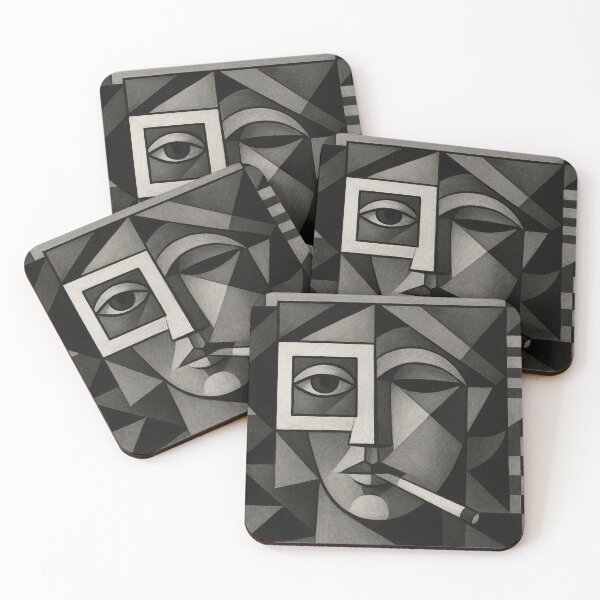 Item preview, Cubist face with cigarette designed and sold by Sigtrix.