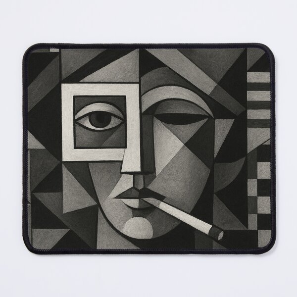 Item preview, Cubist face with cigarette designed and sold by Sigtrix.