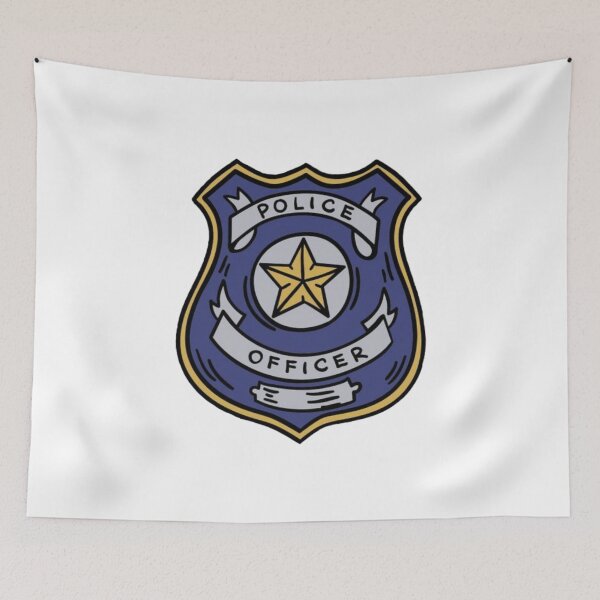 Item preview, Police Officer Blue Cartoon Badge designed and sold by Abstract65.