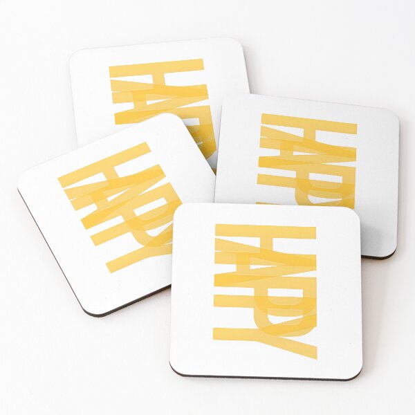 Item preview, HAPPY Layered Ribbon Typography — Modern Yellow Abstract Design designed and sold by HBDStudio.
