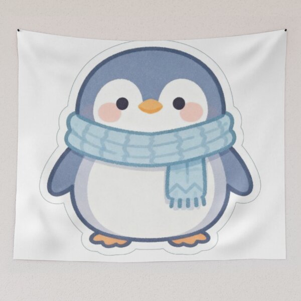 Item preview, Cute Winter Penguin Sticker | Kawaii Penguin with Scarf | Adorable Animal Art designed and sold by MiniPrintMagic.