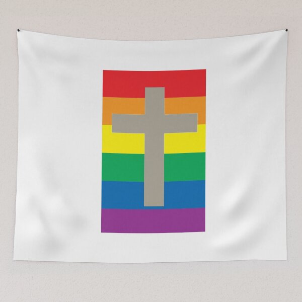 Item preview, Rainbow Pride Cross Flag designed and sold by Abstract65.