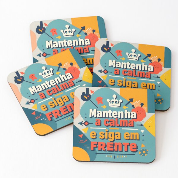 Item preview, Motivational graphic in bold, contrasting colors with the Portuguese text “Mantenha a calma e siga em frente” (Keep calm and move forward) designed and sold by Beleza e Estilo.