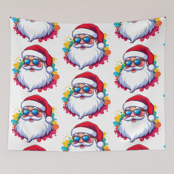 Item preview, Father Christmas With Sunglasses Cool Santa Claus Faces With Paint Splatter In Summer designed and sold by bestggraphico.