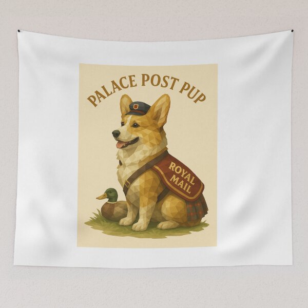 Item preview, Palace Post Pup – Corgi Royal Mail Dog with Duck designed and sold by GeoWild Designs.