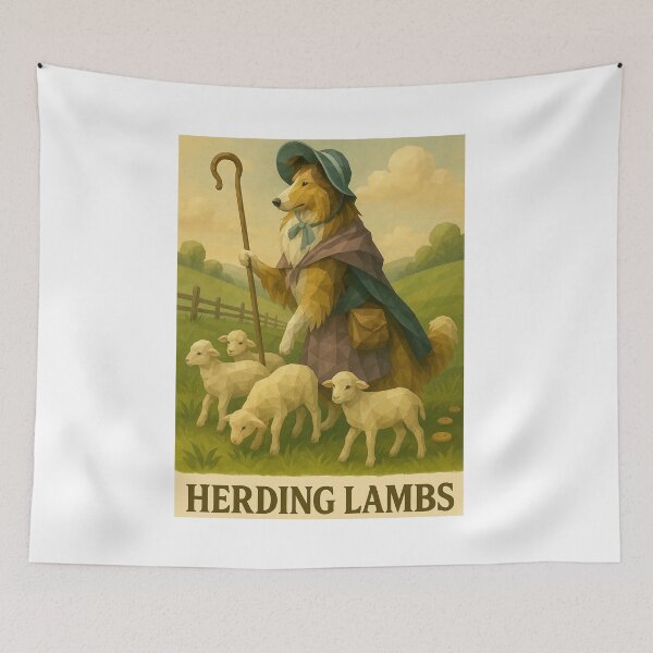 Item preview, Bo Peep Collie – Herding Lambs in Pastoral Costume designed and sold by GeoWild Designs.