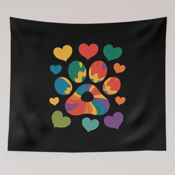 Item preview, Cute Tie Dye Dog Paw Love Heart Print Colorful Pet Dog Lover 2  designed and sold by VerseFarm.