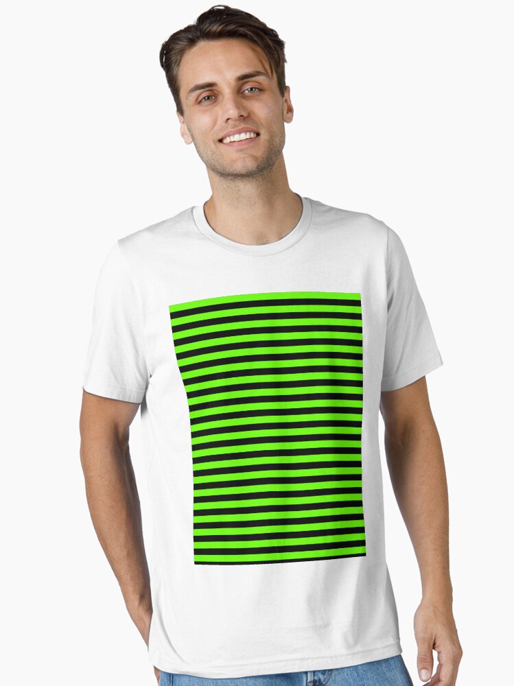 Redbubble Neon Green And Black Striped Shirt Graphic Tee Black