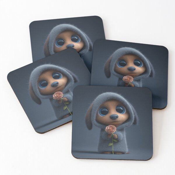 Item preview, Cute Puppy Holding a Rose – 3D Cartoon Character Illustration designed and sold by fadiabb87.