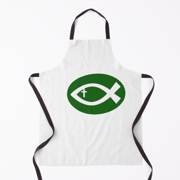 Item preview, Green Fish White Cross Religious Logo designed and sold by Abstract65.