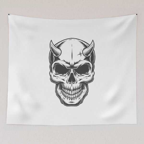 Item preview, Classic Black Line Skull Horns Image designed and sold by Abstract65.