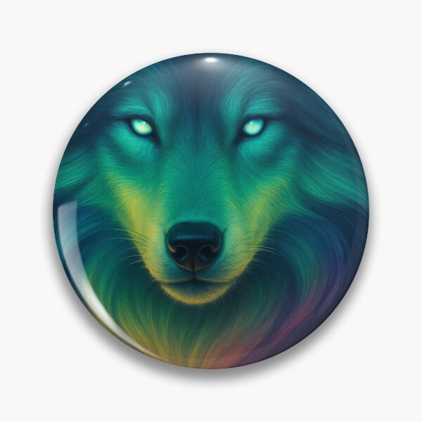 Item preview, Aurora Glow Wolf | Neon Spirit Animal Art | Cosmic Rainbow Wolf Illustration designed and sold by GoldenDreamGallery.