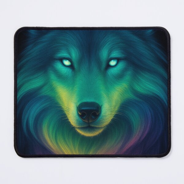 Item preview, Aurora Glow Wolf | Neon Spirit Animal Art | Cosmic Rainbow Wolf Illustration designed and sold by GoldenDreamGallery.