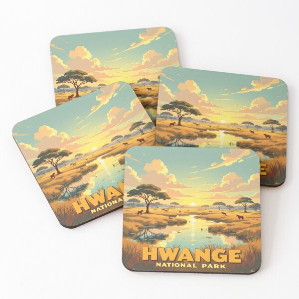 Item preview, Hwange National Park, Zimbabwe: Vintage-Style Painterly Travel Poster designed and sold by LSVart.