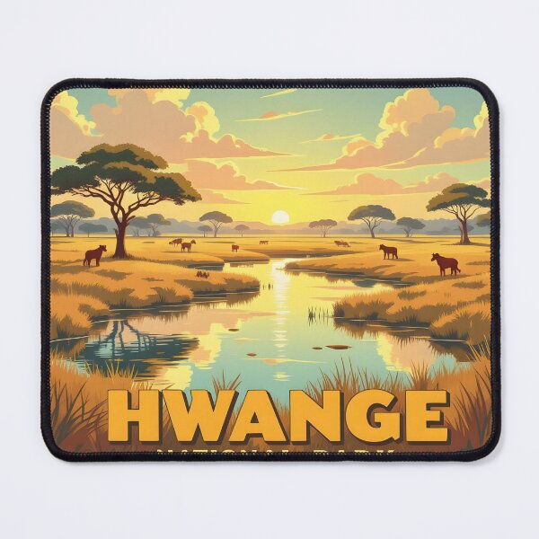 Item preview, Hwange National Park, Zimbabwe: Vintage-Style Painterly Travel Poster designed and sold by LSVart.