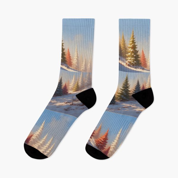 Artikelvorschau, Winterlandschaft mit bunten Tannenbäumen entworfen und verkauft von Mianku | Für das Leben.