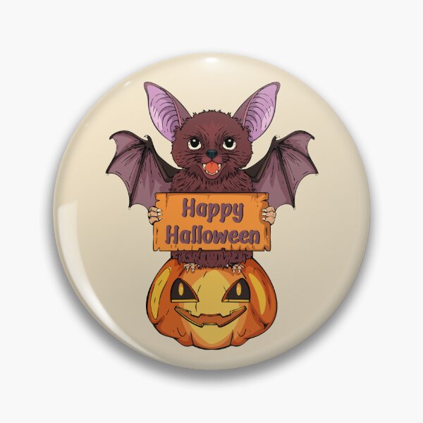 Item preview, Cute Halloween Bat Holding Sign on Jack O’Lantern designed and sold by Mariia Berezhna.