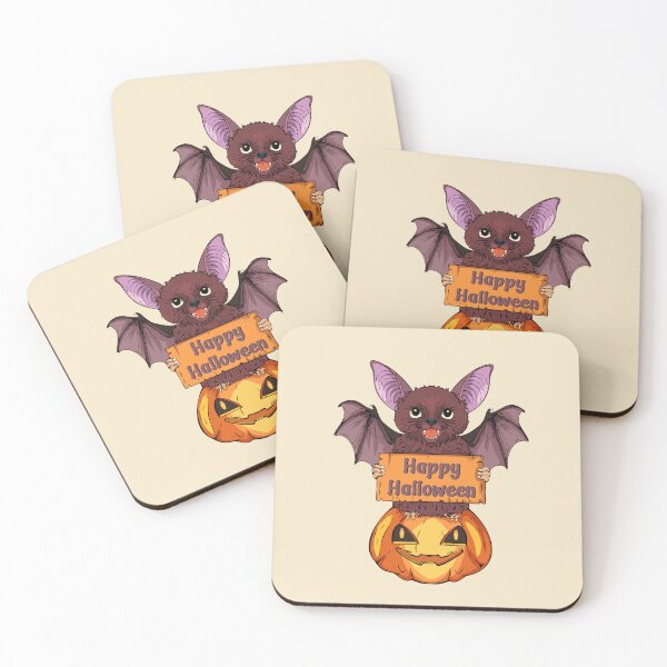 Item preview, Cute Halloween Bat Holding Sign on Jack O’Lantern designed and sold by Mariia Berezhna.