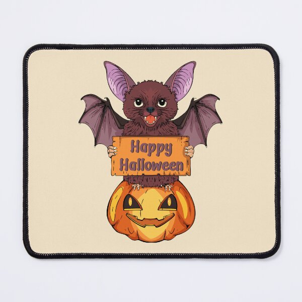 Item preview, Cute Halloween Bat Holding Sign on Jack O’Lantern designed and sold by Mariia Berezhna.
