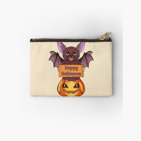 Item preview, Cute Halloween Bat Holding Sign on Jack O’Lantern designed and sold by Mariia Berezhna.