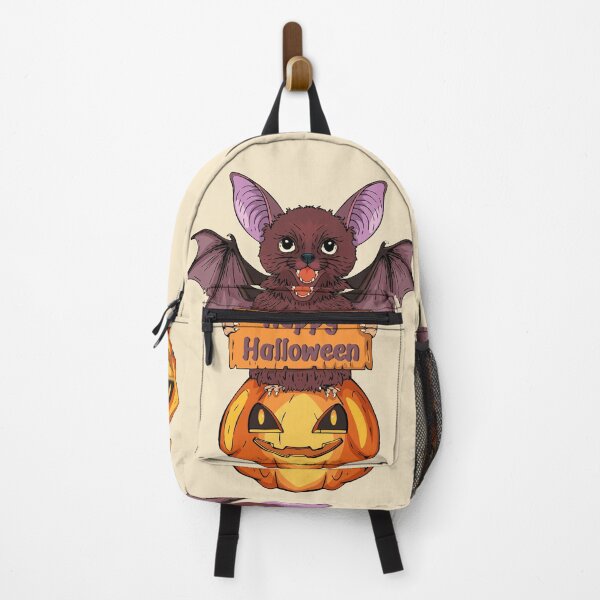 Item preview, Cute Halloween Bat Holding Sign on Jack O’Lantern designed and sold by Mariia Berezhna.