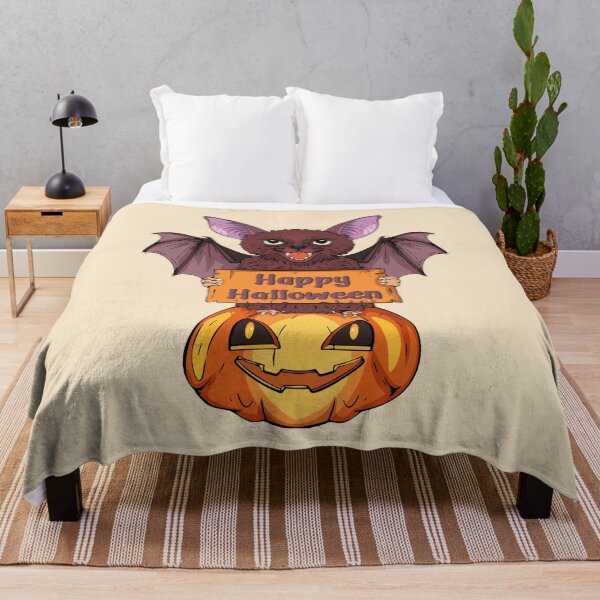 Item preview, Cute Halloween Bat Holding Sign on Jack O’Lantern designed and sold by Mariia Berezhna.