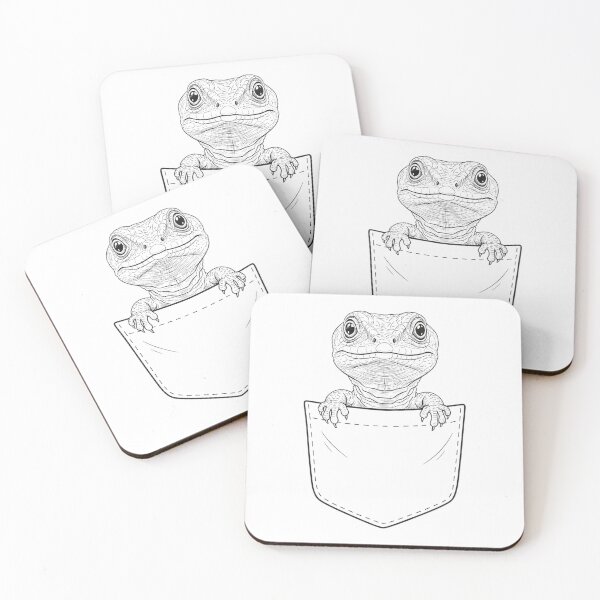 Item preview, Pocket Lizard – Funny Gecko Lizard Sitting in Pocket Black and White Art designed and sold by digitalbitcraft.
