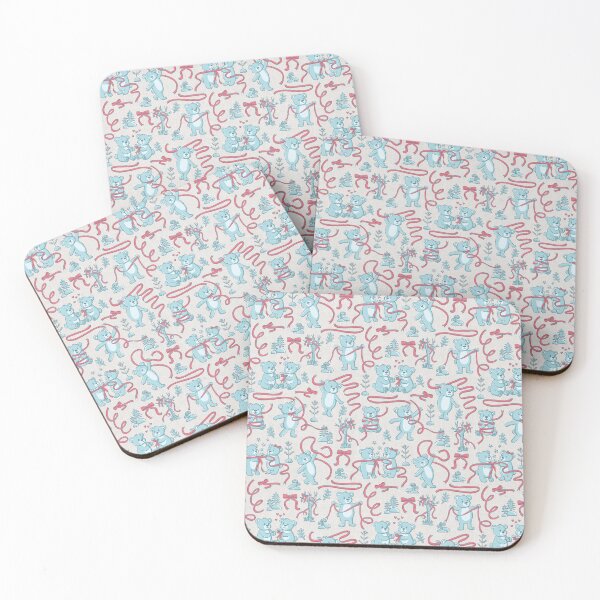 Item preview, Cute Teddy bears playing with ribbons Blue and red designed and sold by pholiumsigma_design.