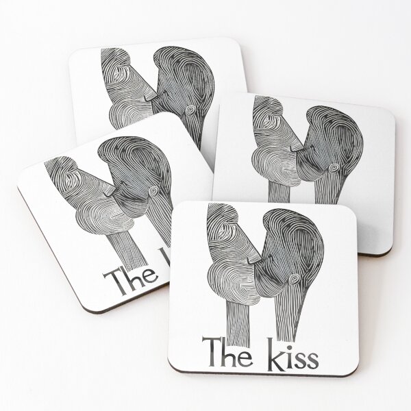 Item preview, The Kiss Abstract Line Art — Monochrome Romantic Fingerprint Graphic designed and sold by HBDStudio.