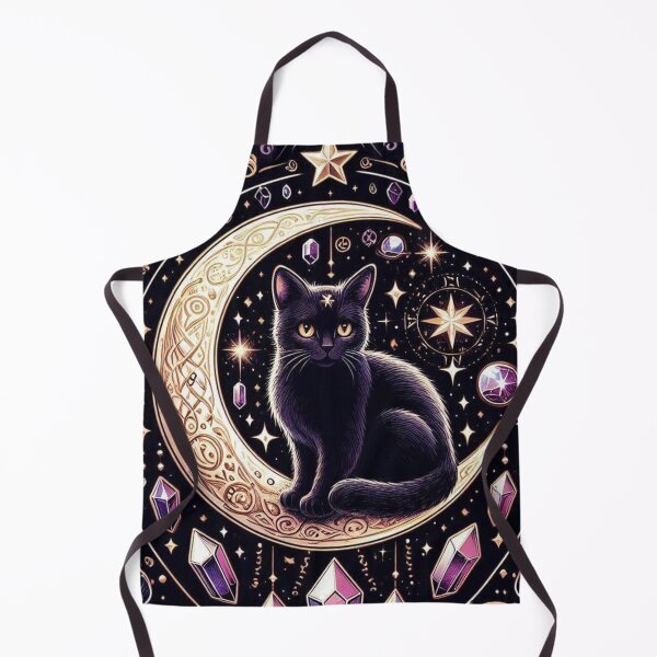 Item preview, Mystical Witchy Moon Cat with Crystals designed and sold by BigBlueArt.