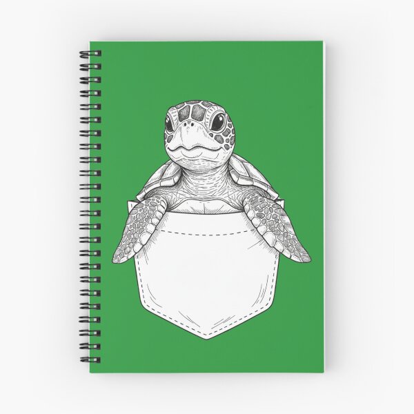 Item preview, Pocket Turtle – Adorable Baby Sea Turtle in Pocket Black and White Art designed and sold by digitalbitcraft.