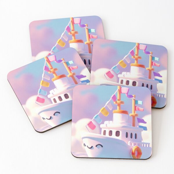 Item preview, Pastel Kawaii Cruise Ship – Cheerful Rainbow Pennant Boat designed and sold by NordseeSteel.
