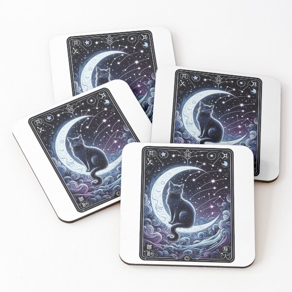 Item preview, Celestial Constellation Moon Cat Tarot Art designed and sold by BigBlueArt.