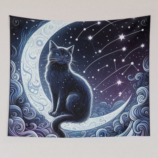Item preview, Celestial Constellation Moon Cat Tarot Art designed and sold by BigBlueArt.