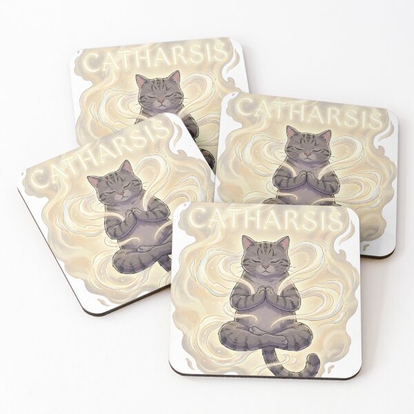 Item preview, CATHARSIS - Zen Cat Meditation & Yoga Pun designed and sold by TeezOfMadness.