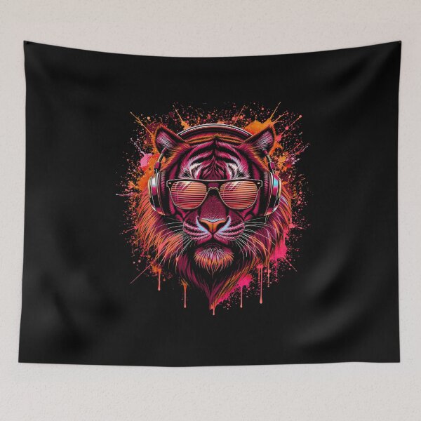 Item preview, Dark Neon Tiger – DJ Headphones | Cyber Glow Tiger Art | Premium Design designed and sold by ColorSplash123.
