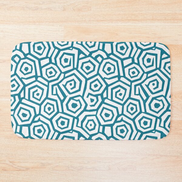 Item preview, Blue and white geometric pattern resembling interlocking turtle shell scutes designed and sold by Beleza e Estilo.