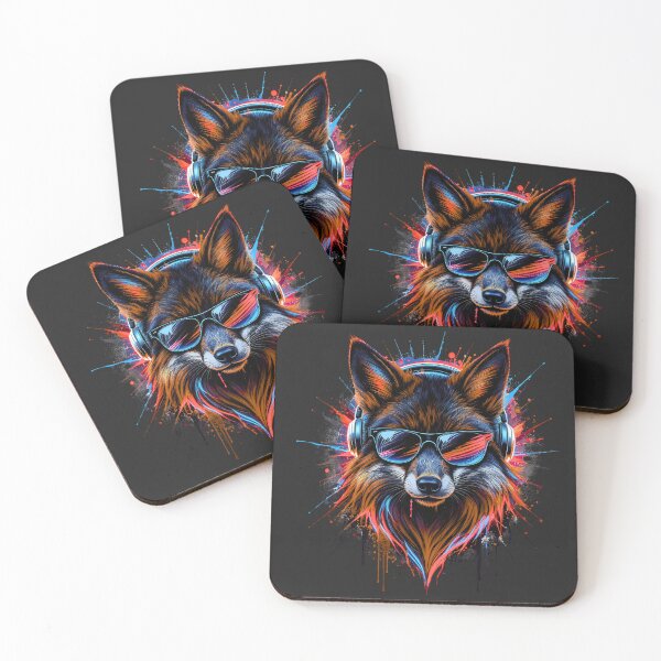 Item preview, Dark Neon Fox – Cyber Audio Style | Glowing Fox with Headphones | Premium Design designed and sold by ColorSplash123.