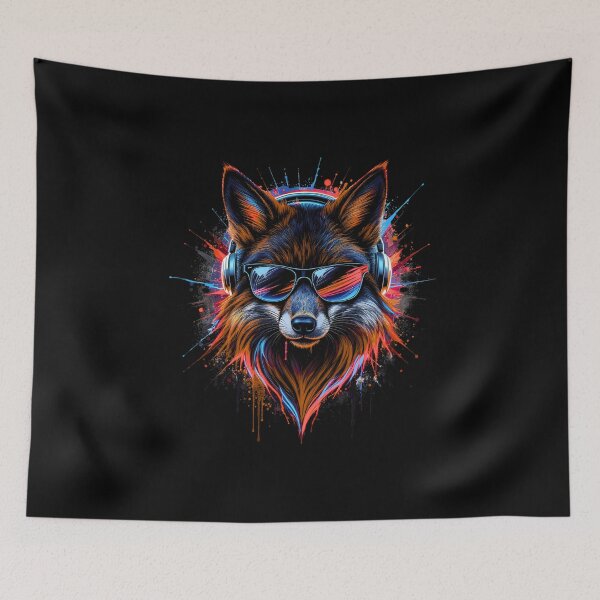 Item preview, Dark Neon Fox – Cyber Audio Style | Glowing Fox with Headphones | Premium Design designed and sold by ColorSplash123.