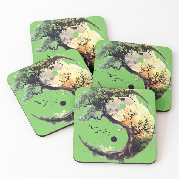 Item preview, Yin Yang Nature Tree Art – Harmony of Seasons designed and sold by Kruti Collection.