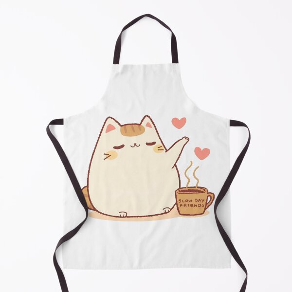 Item preview, Cute Cozy Cat Mascot Reaching for Floating Steam Hearts – Pastel Café Art | Slow Day Friends Style designed and sold by SlowDayFriends.