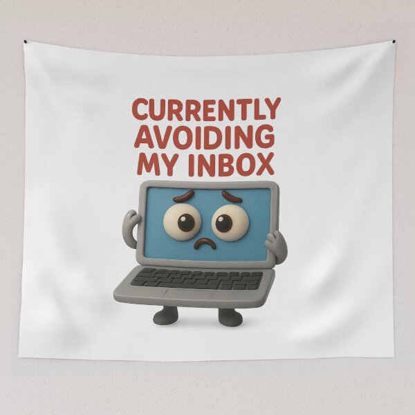 Item preview, Cute Laptop Character - Currently Avoiding My Inbox | Kawaii Office Humor Gift Art designed and sold by Moons Studio.