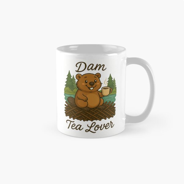 Item preview, Dam Tea Lover – Cute Beaver Drinking Tea, Funny Tea Pun Gift designed and sold by BeaverLover123.