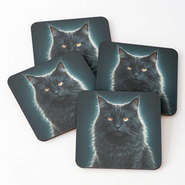 Item preview, Majestic Black Cat Portrait Dramatic Maine Coon Artwork with Golden Eyes designed and sold by JRRTs.