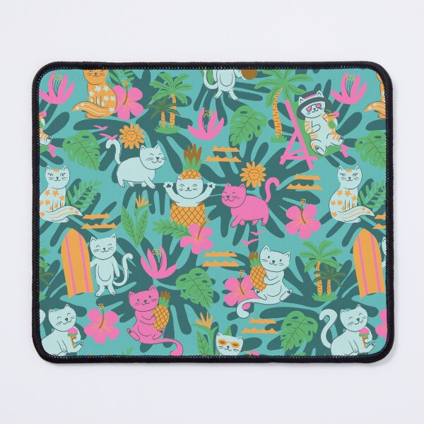 Item preview, Tropical Cats Pets Doodle Cartoon pink and green designed and sold by pholiumsigma_design.