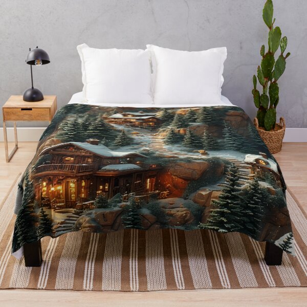 Item preview, Winter cabin settlement on a rocky mountain designed and sold by Mianku | Für das Leben.