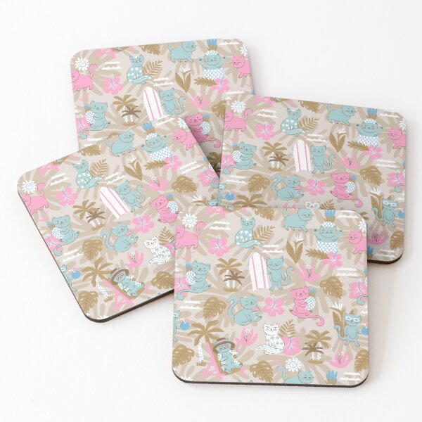 Item preview, Tropical Cats Pets Doodle Cartoon jungle pink and blue designed and sold by pholiumsigma_design.