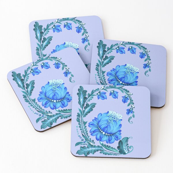 Item preview, Blue flowers Branch, Ukraine art, Petrykivka style, author's drawing, Christmas art designed and sold by Sunflower-7.