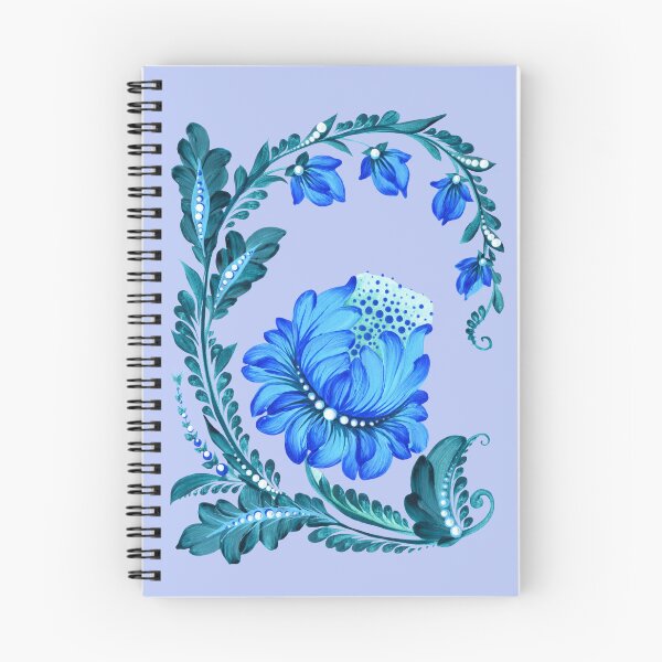 Item preview, Blue flowers Branch, Ukraine art, Petrykivka style, author's drawing, Christmas art designed and sold by Sunflower-7.