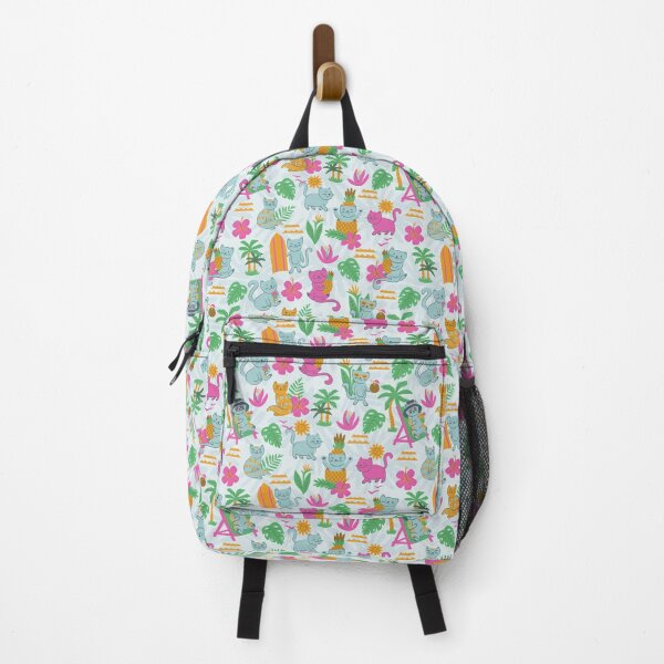 Item preview, Tropical Cats Pets Doodle Cartoon blue and hot pink designed and sold by pholiumsigma_design.